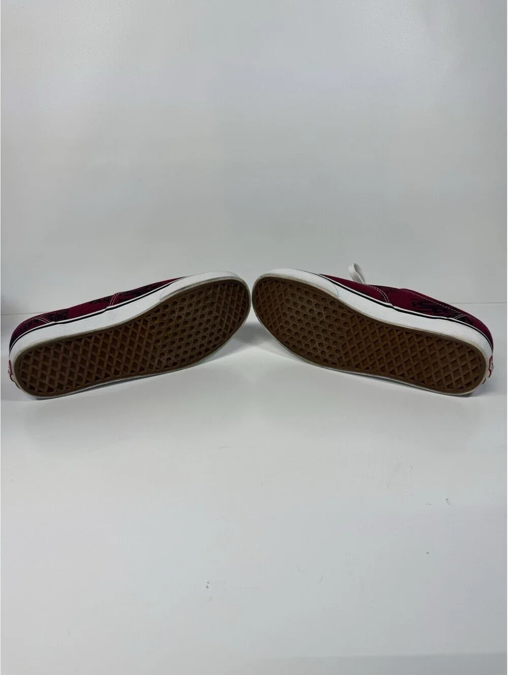 VANS Authentic Burgundy/Black/White Logo Canvas Lace-Up Low Top Sneakers Men